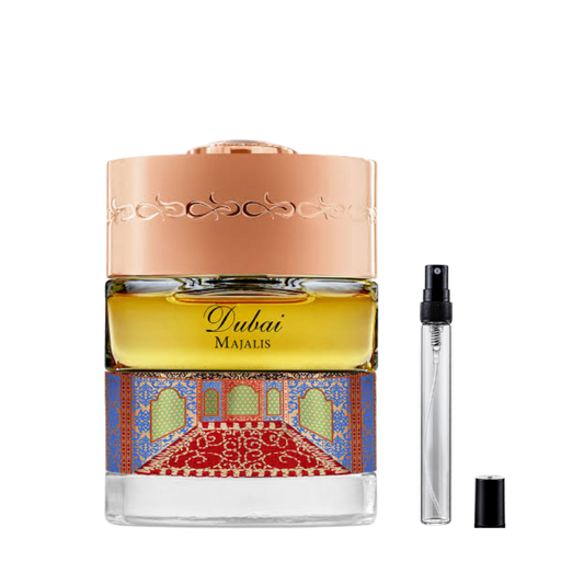 The Spirit of Dubai Majalis Eau de Parfum sample decants available at The Perfume Savor