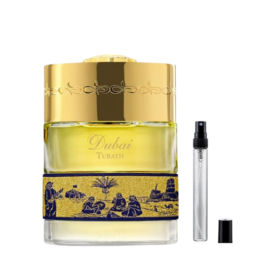 The Spirit of Dubai Turath Eau de Parfum decant atomizers available at The Perfume Savor