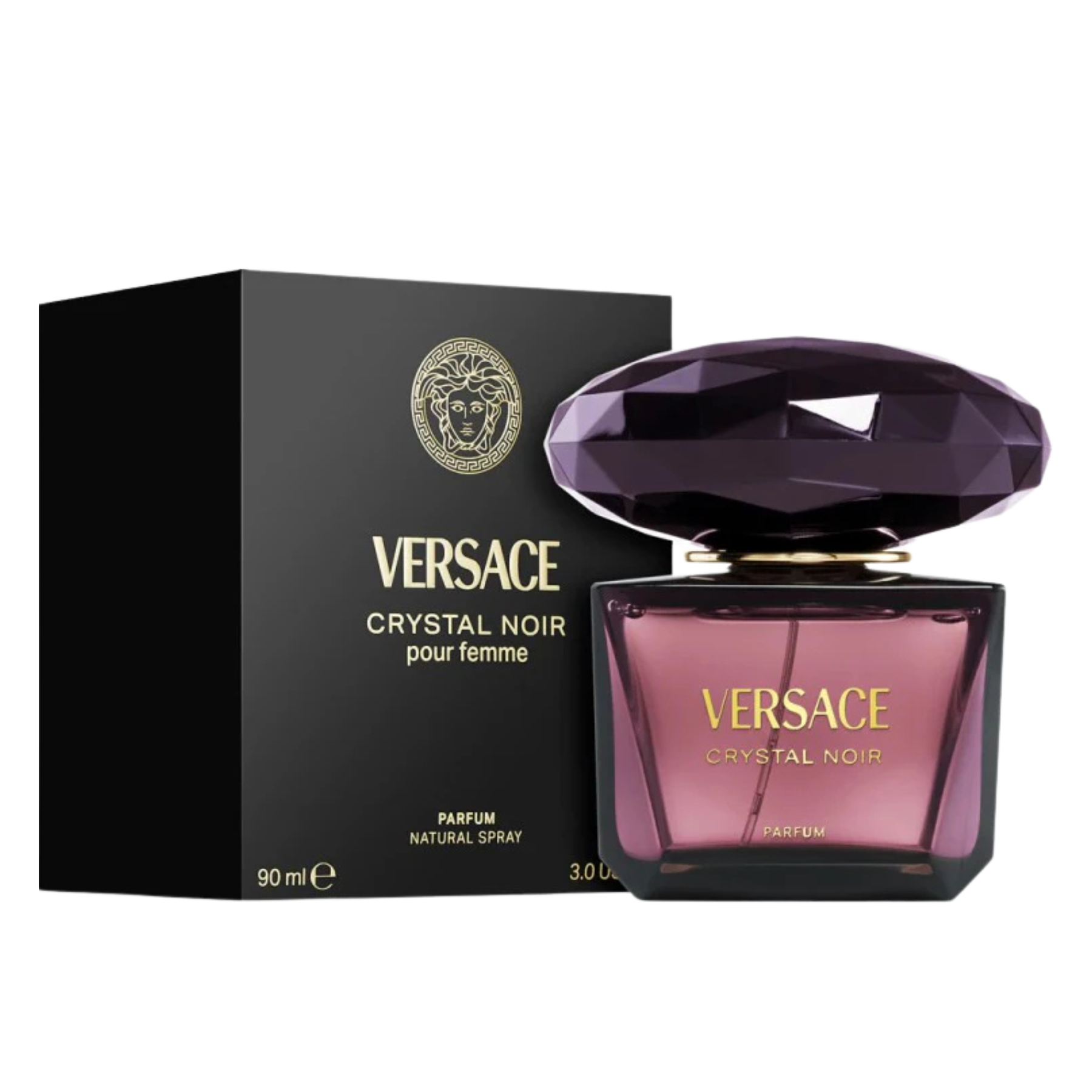 Versace Crystal Noir Parfum for Women 90ml bottle available at The Perfume Savor