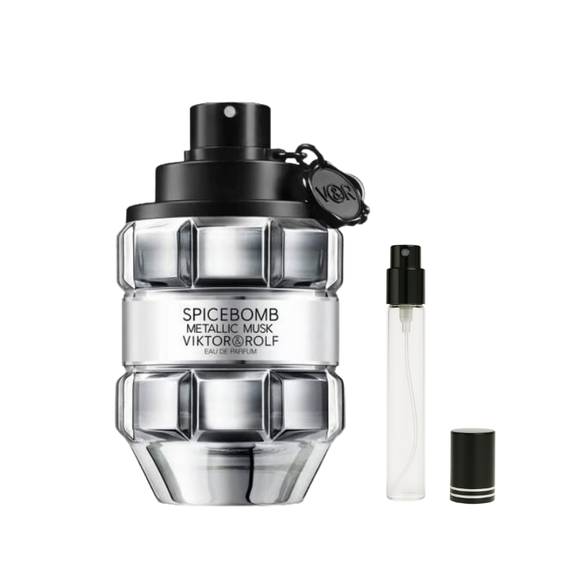 Viktor&Rolf Spicebomb Metallic Musk EDP decant sample bottle available at The Perfume Savor