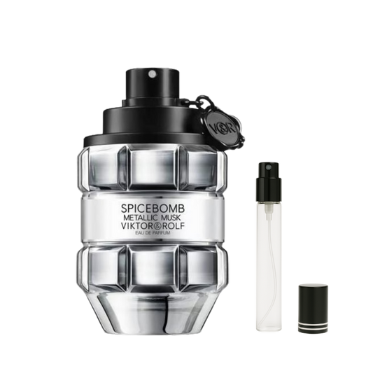 Viktor&Rolf Spicebomb Metallic Musk EDP decant sample bottle available at The Perfume Savor