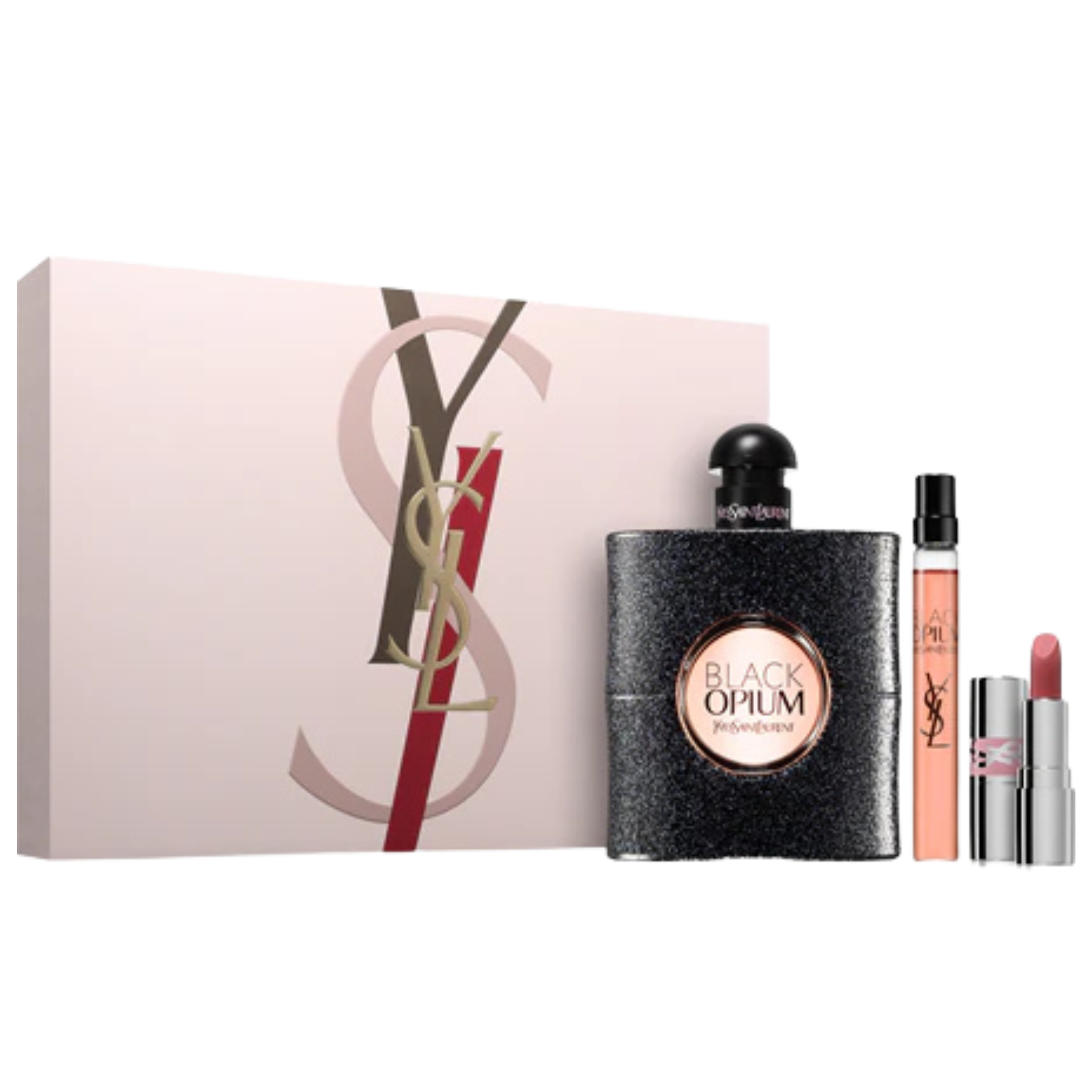 YSL Black Opium Women EDP 90ml Travel Spray 10ml Lipstick 1.3g Gift Set available at The Perfume Savor