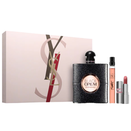 YSL Black Opium Women EDP 90ml Travel Spray 10ml Lipstick 1.3g Gift Set available at The Perfume Savor